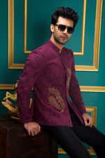 Load image into Gallery viewer, Prince coat- plum motiff
