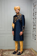 Load image into Gallery viewer, Sherwani - Blue self CN
