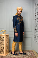 Load image into Gallery viewer, Sherwani - Blue self CN
